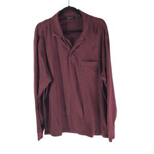 Murano Mens Burgundy Long Sleeve Polo Shirt Cotton Stretch Size L